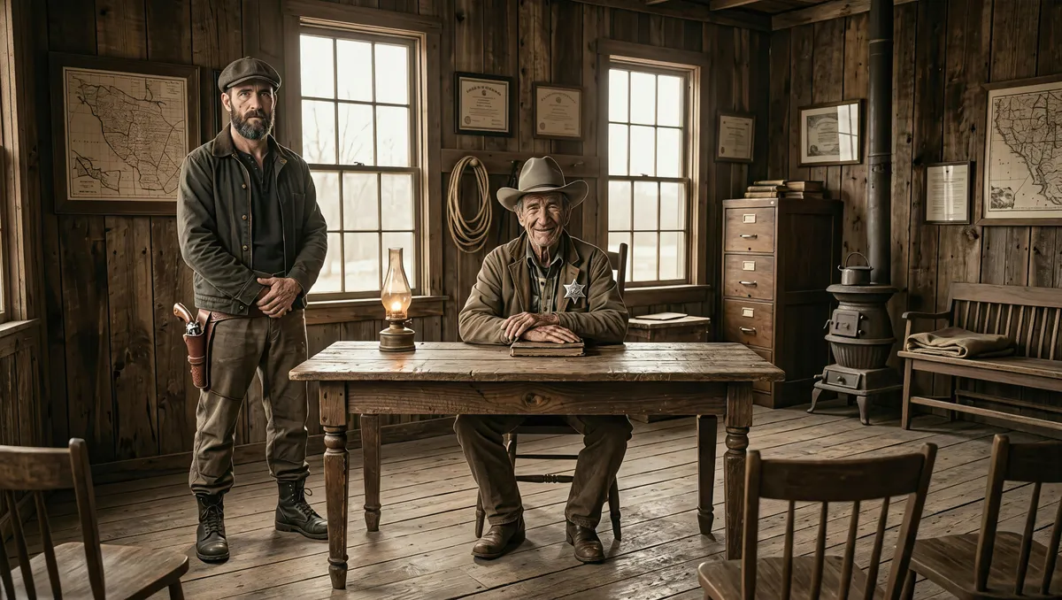 Earl's Court cover art: Earl at his desk, Cody standing beside him